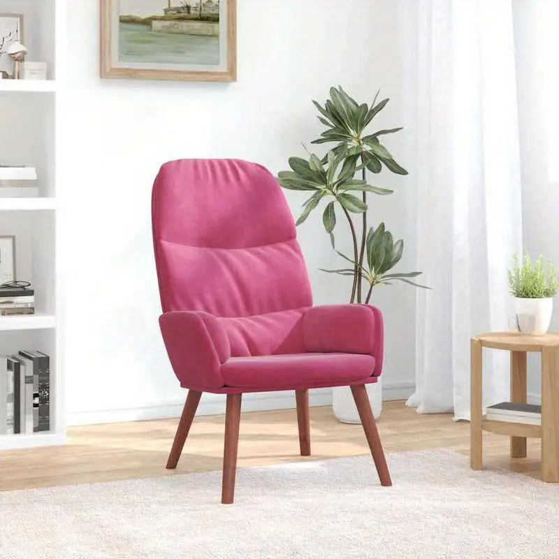 Křeslo relaxační, nohy dřevěné, látka červená, COTTO 3