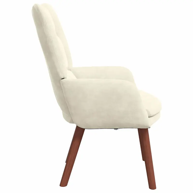 Křeslo relaxační, nohy dřevěné, látka krémová TYRION