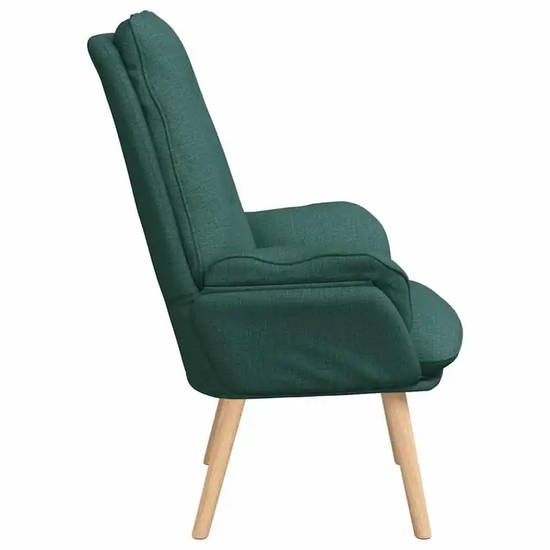 Křeslo relaxační, nohy dřevěné, látka zelená, ALMOND