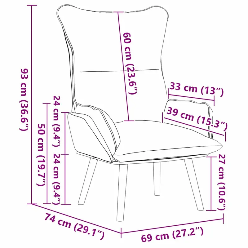 Křeslo relaxační, nohy dřevěné, ekokůže šedá, GURU