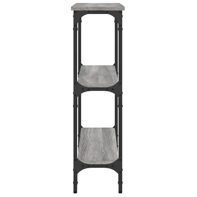 Konzolový stolek, kov, dřevo, černá, šedá, LOMIR