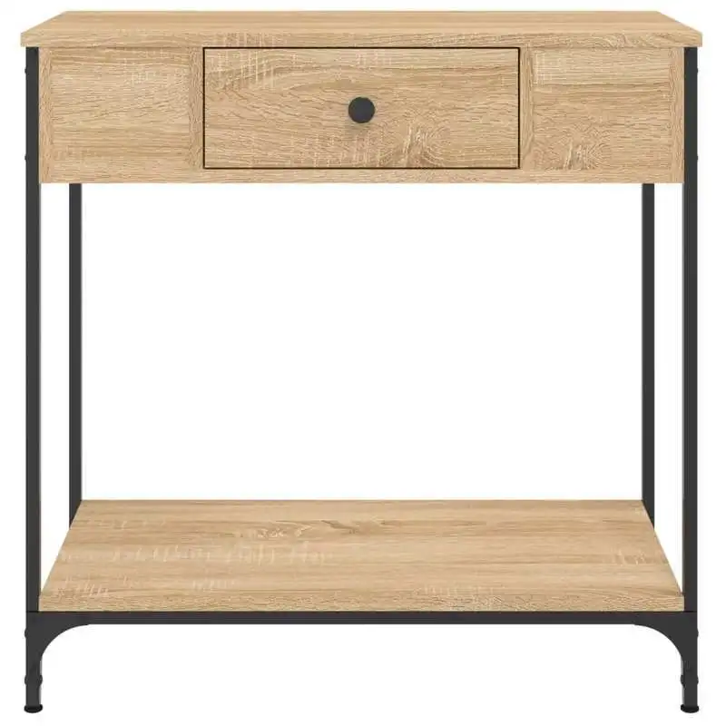 Konzolový stolek, dřevo, kov, dub sonoma, černá, FARI