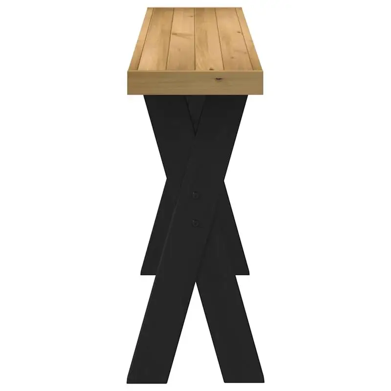 Konzolový stolek, dřevo, kov, dub, černá, FERA