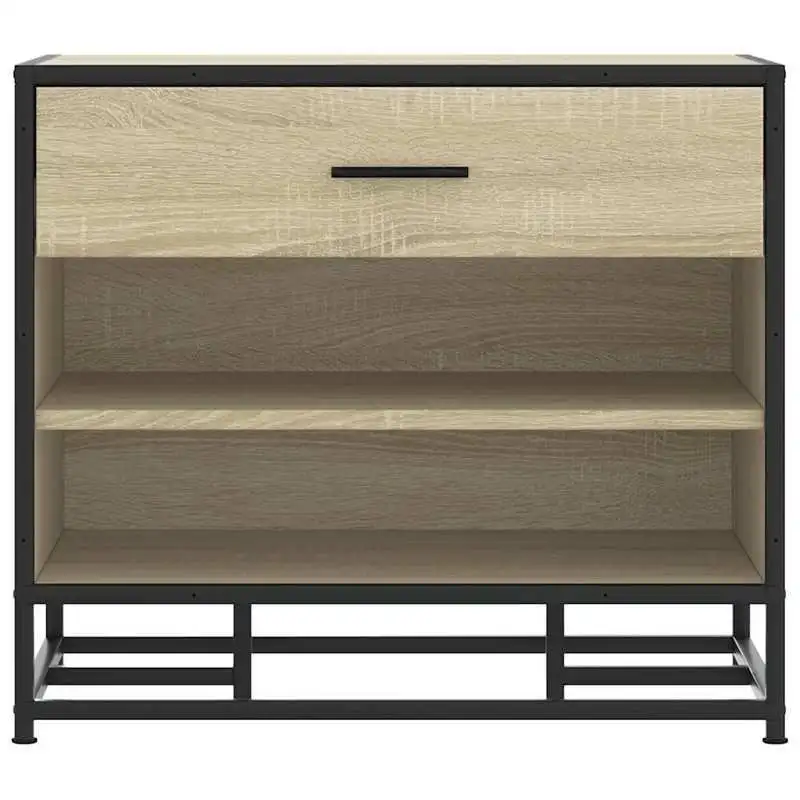 Botník, dřevo, kov, dub sonoma, černá, TREDIS