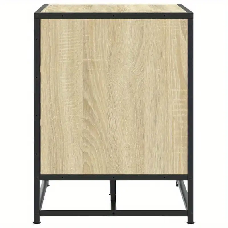 Botník, dřevo, kov, dub sonoma, černá, FINJA