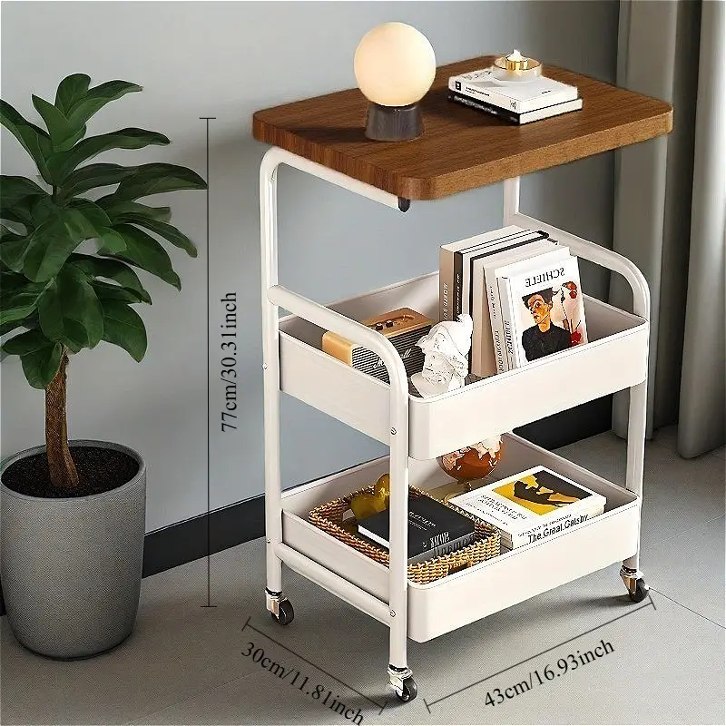 Servírovací stolek, dřevo, kov, ořech, černá, VERMONT