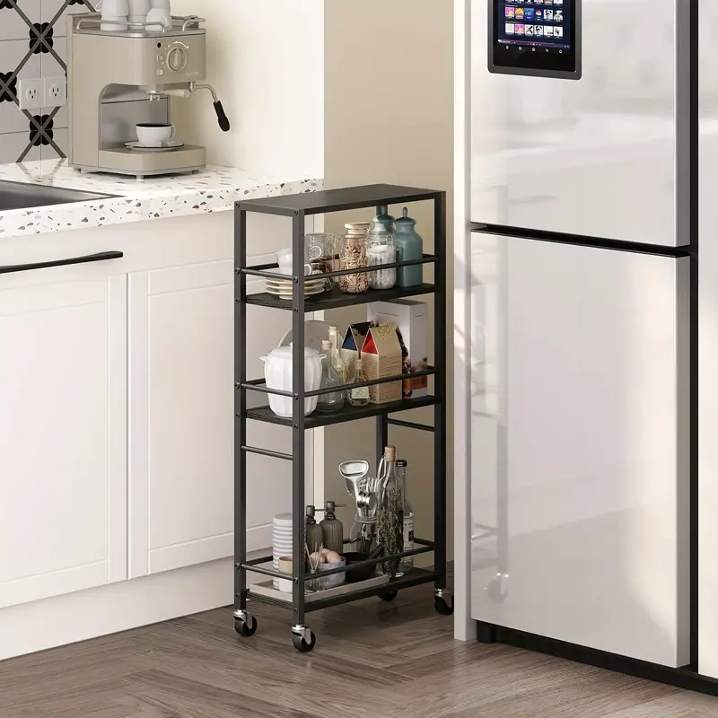 Servírovací stolek, dřevo, kov, bílá, ADAME