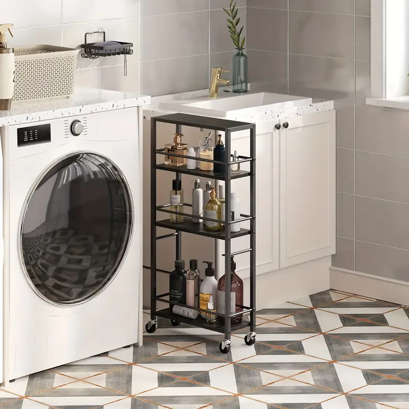 Servírovací stolek, dřevo, kov, bílá, ADAME