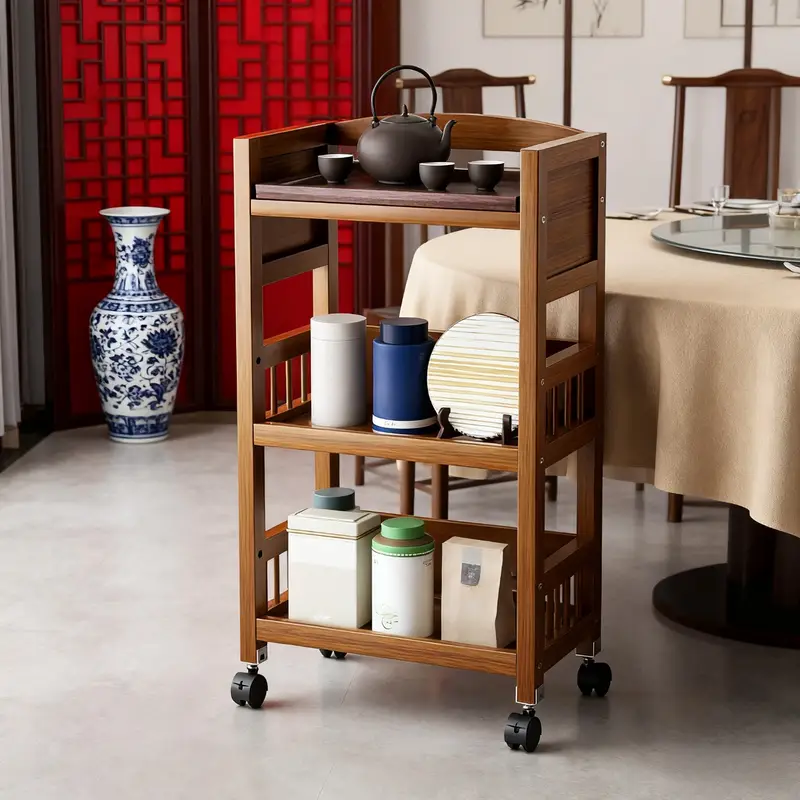 Servírovací stolek, dřevo, hnědá, RAPID