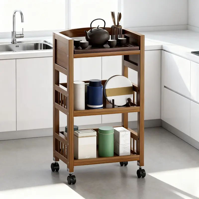 Servírovací stolek, dřevo, hnědá, RAPID