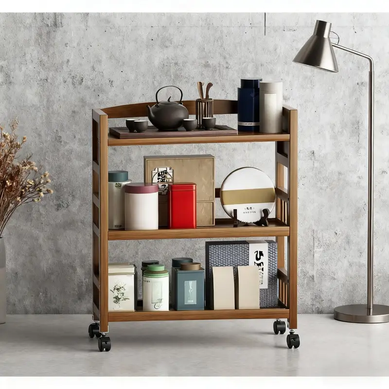 Servírovací stolek, dřevo, hnědá, RAPID 2