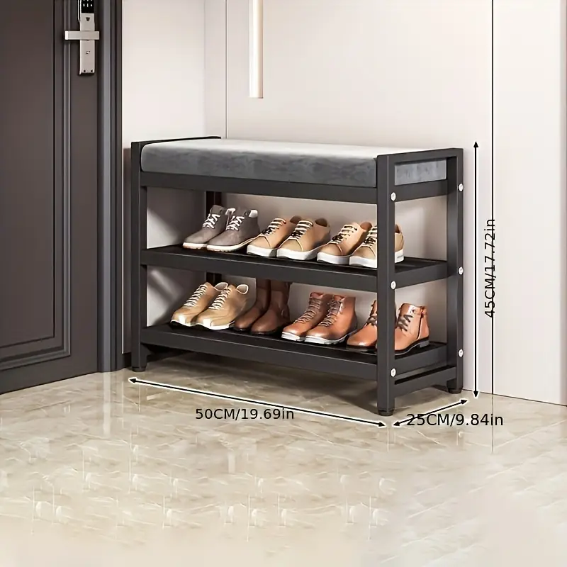 Botník, lavice na boty, kov, látka, šedá, MERGA