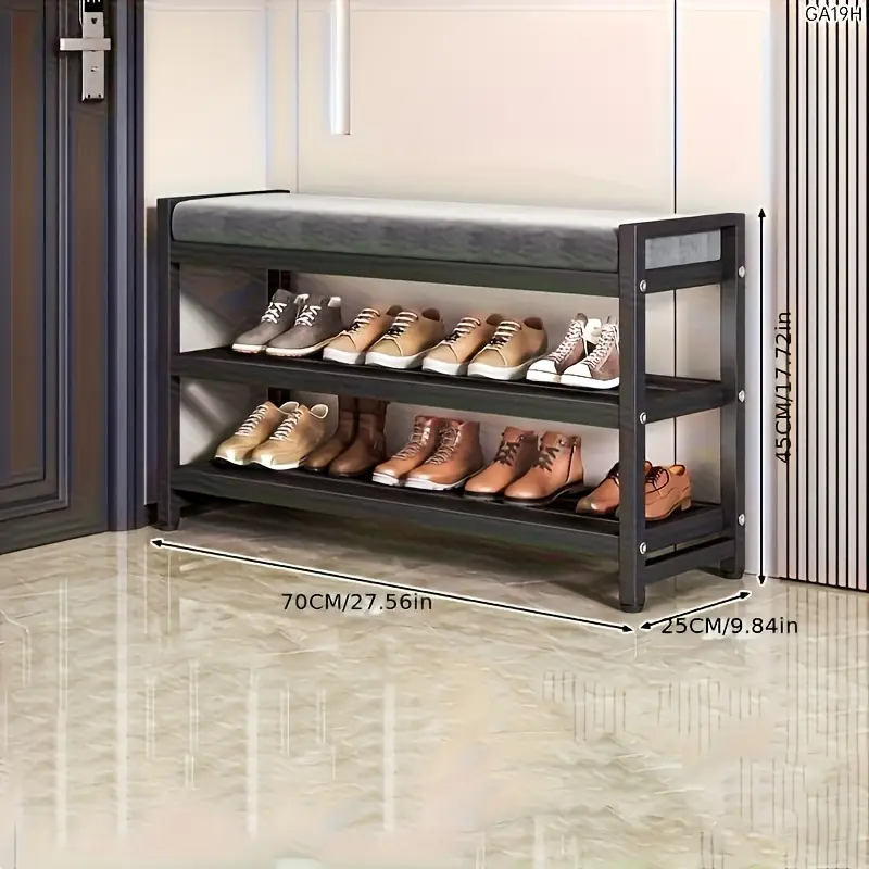 Botník, lavice na boty, kov, látka, šedá, MERGA 2