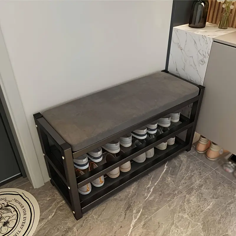 Botník, lavice na boty, kov, látka, šedá, MERGA 2