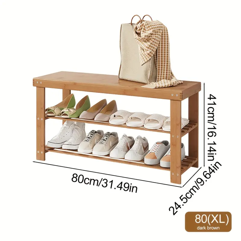 Botník, lavice na boty, bambus, přírodní, DENIME 4