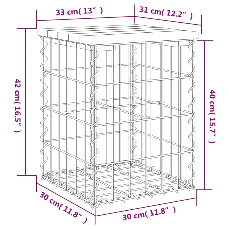 Zahradní lavička, gabion styl, přírodní dřevo, HAIFA