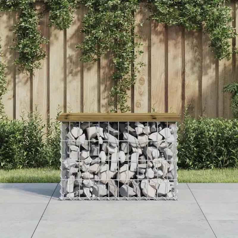Zahradní lavička, gabion styl, přírodní dřevo, HAIFA 2