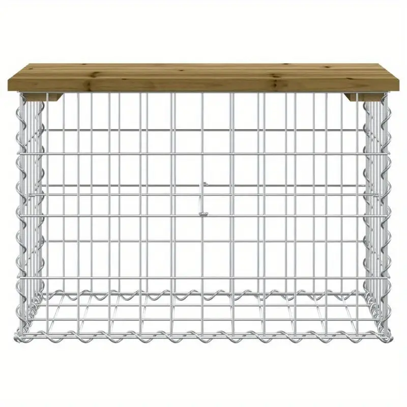 Zahradní lavička, gabion styl, přírodní dřevo, HAIFA 2