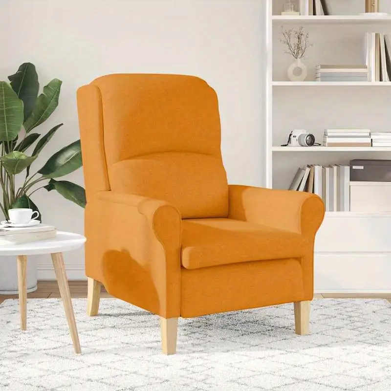 Křeslo ušák, relaxační, nohy masiv, oranžová, CHARLOT