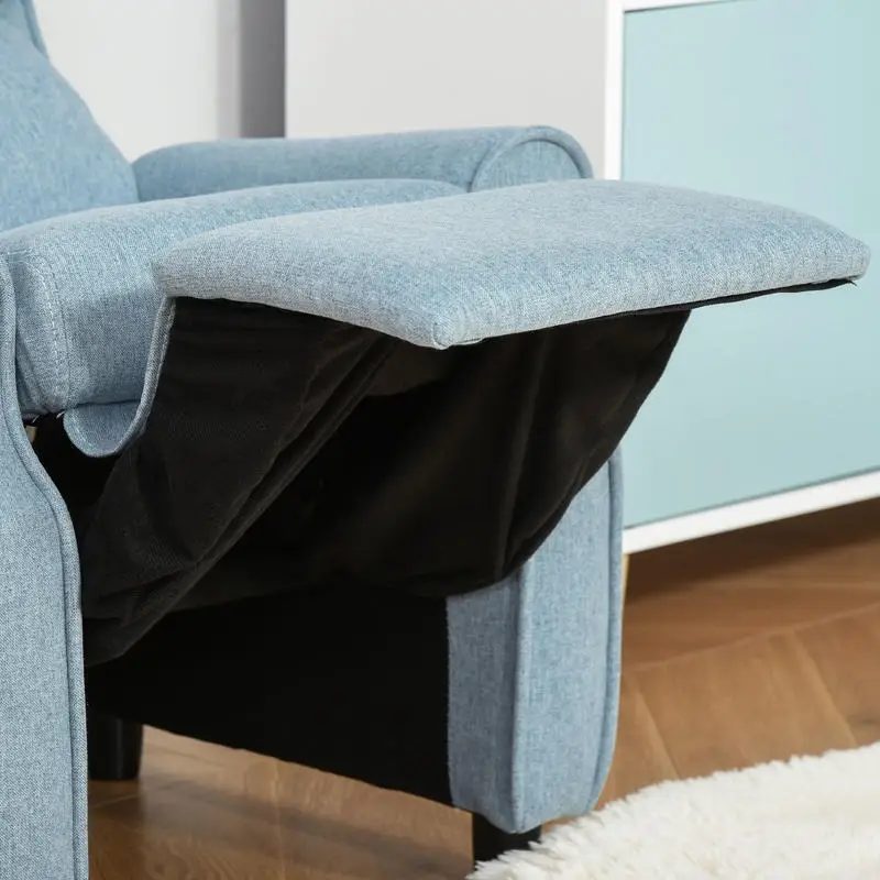 Křeslo relaxační, polohovací, nohy černé, látka modrá, TORSTEN