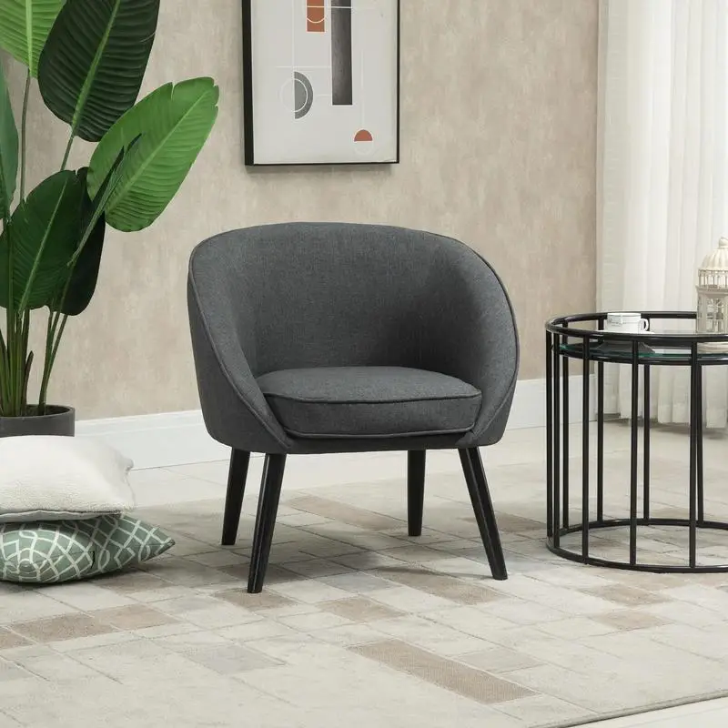 Křeslo relaxační, nohy dřevěné, látka, černá / šedá, ODOVEL