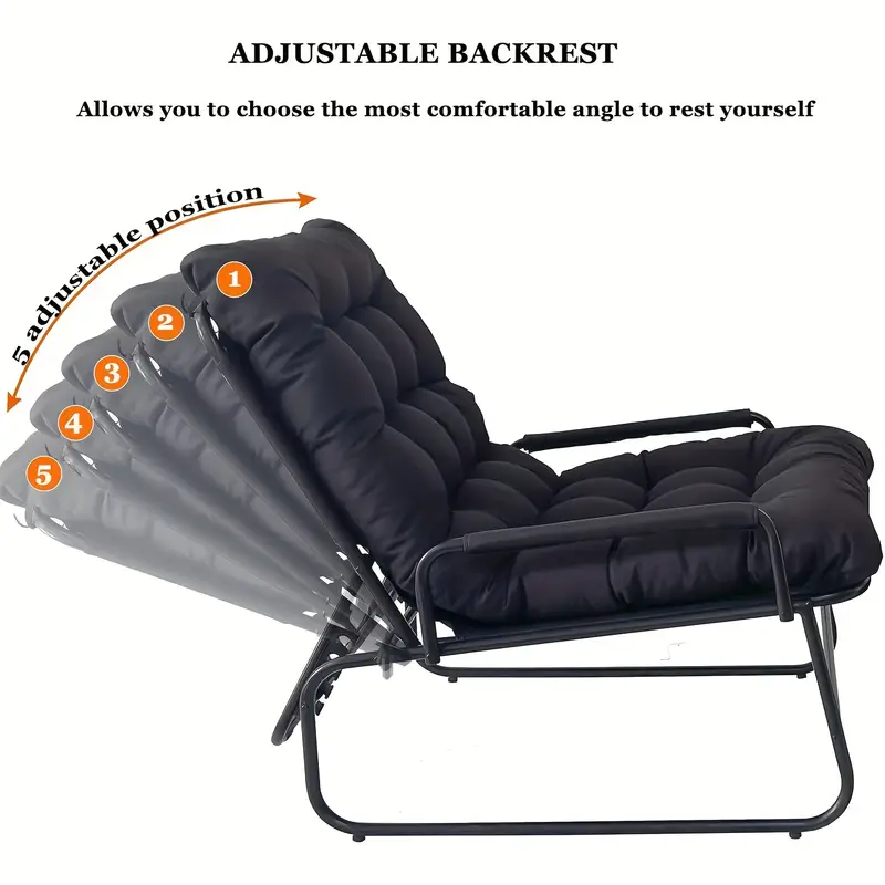 Křeslo relaxační, polohovací, s podnožkou, kov, látka, černá/černá, MARKEN