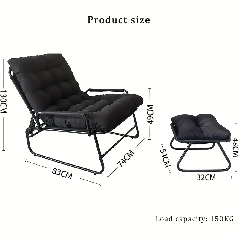 Křeslo relaxační, polohovací, s podnožkou, kov, látka, černá/černá, MARKEN