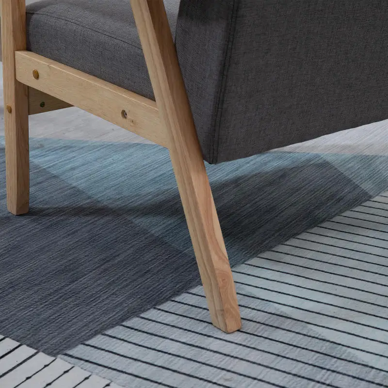 Křeslo relaxační, dřevo, látka, přírodní/šedá, FLER