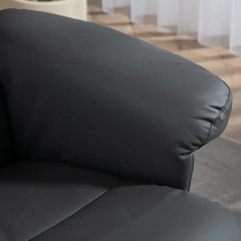 Křeslo relaxační, otočné, s podnožkou, dřevo světlé, ekokůže šedá, ARTUŠ