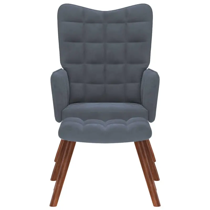 Křeslo relaxační, s podnožkou, dřevo ořech, látka tmavě šedá, TITAN