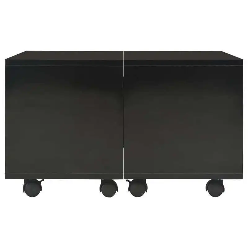 Konferenční stolek, kolečka, dřevo, černá s leskem, KORA