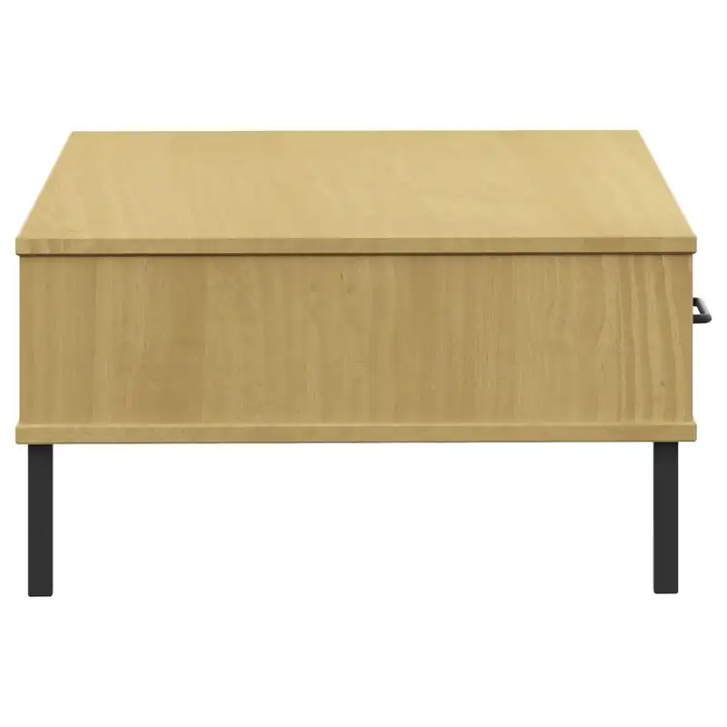 Konferenční stolek, kov, dřevo borovice, černá, hnědá, LAPIS