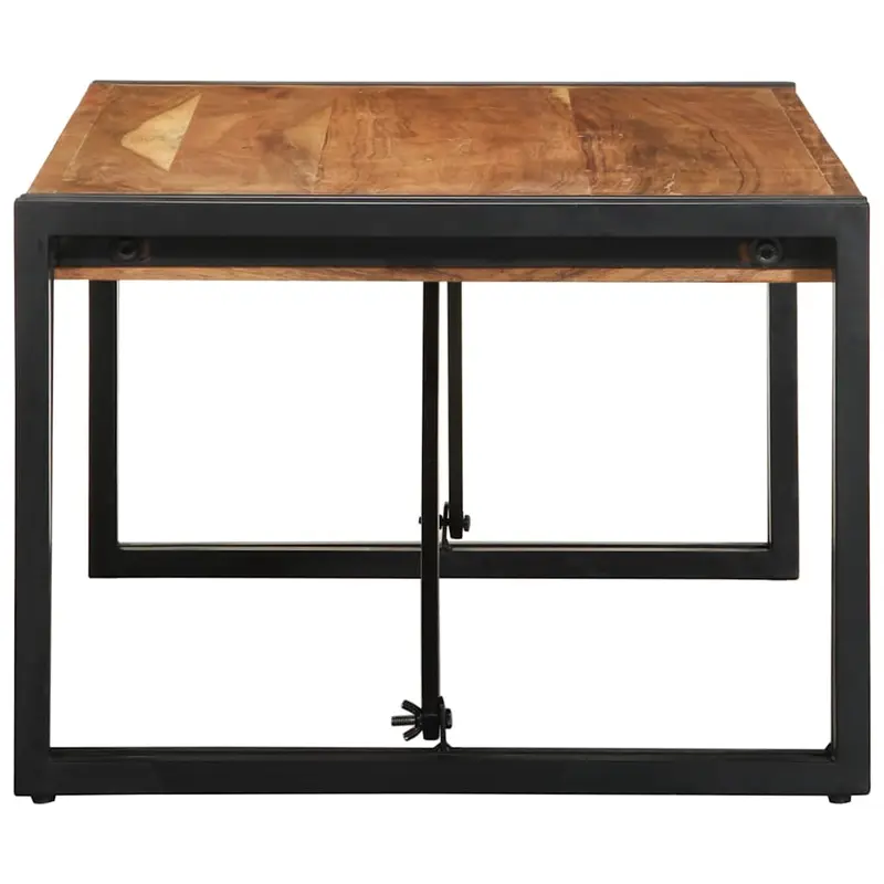 Konferenční stolek, kov, masivní akácie, černá, přírodní, EBREL