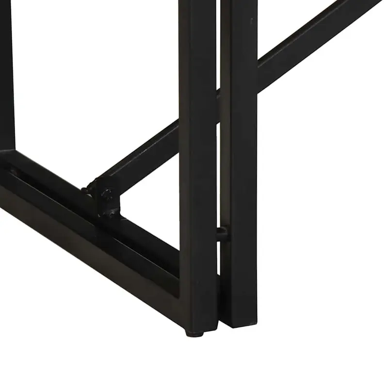 Konferenční stolek, kov, masivní akácie, černá, přírodní, EBREL