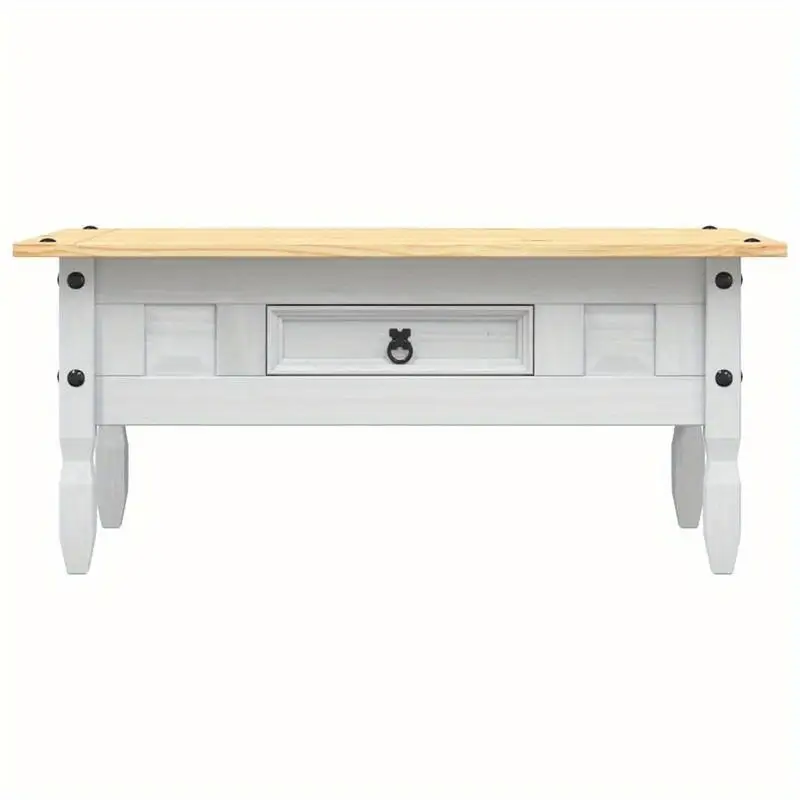 Konferenční stolek, masivní borovicové dřevo, přírodní/bílá, LEON 2