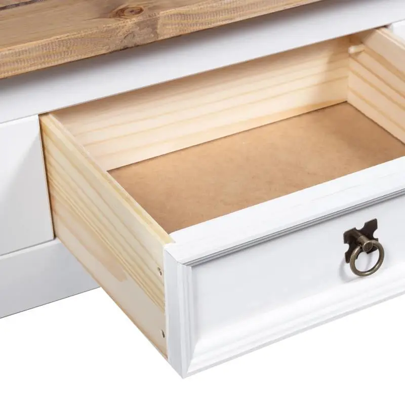 Konferenční stolek, masivní borovicové dřevo, přírodní/bílá, LEON 2