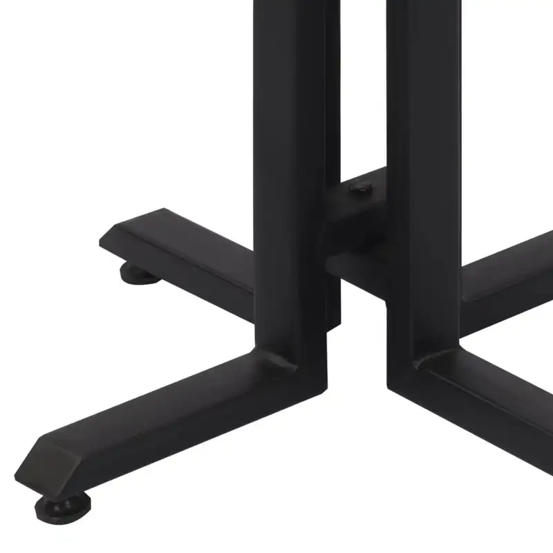 Konferenční stolek, kov, masivní teak, černá, vícebarevná, LASTRO