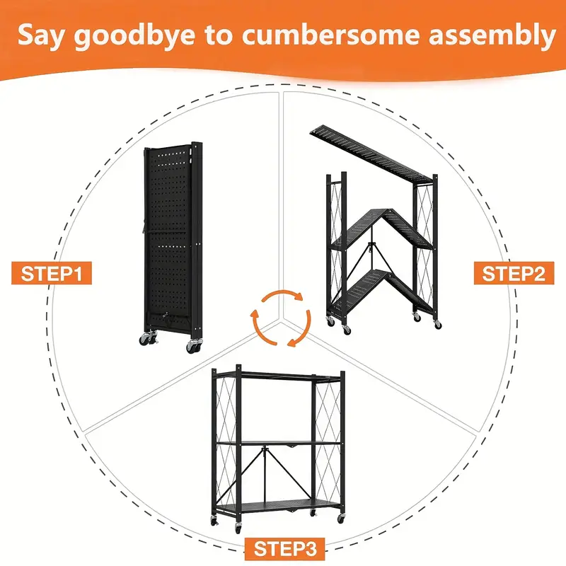 Servírovací stolek, skládací, kolečka, kov, černá, AUSTIN