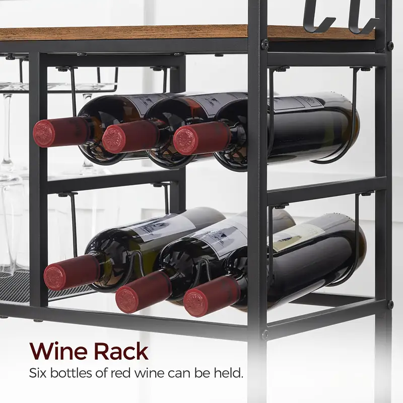 Servírovací stolek, kolečka, kov, dřevo, černá, vintage hnědá, MONAKO