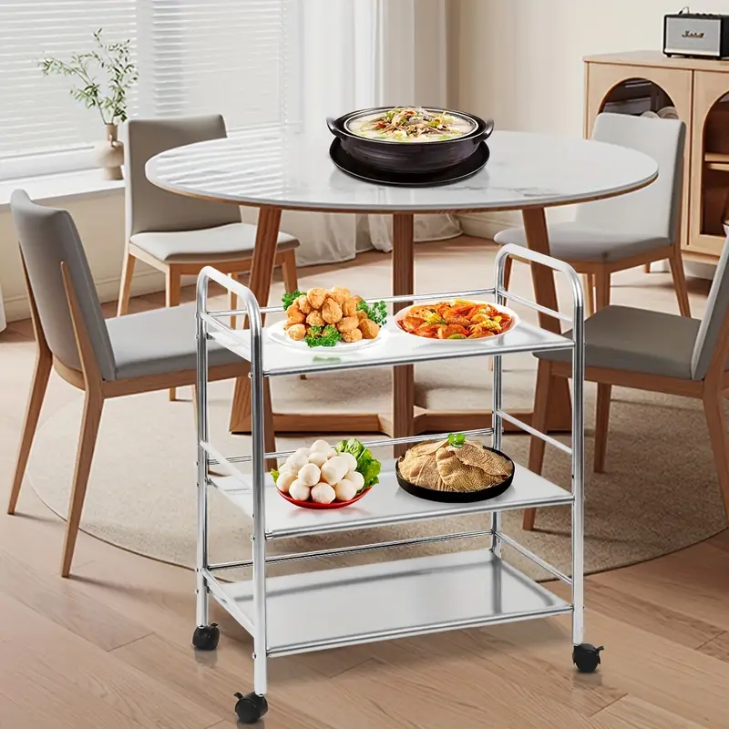 Servírovací stolek, kolečka, kov, stříbrná, TOKA