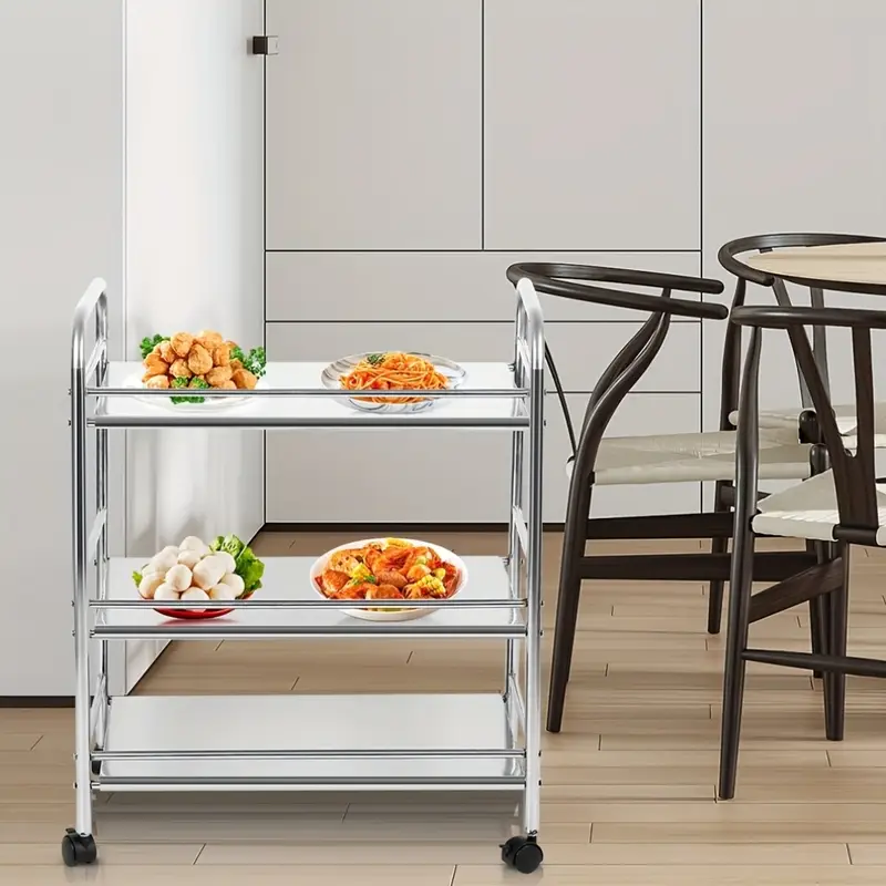 Servírovací stolek, kolečka, kov, stříbrná, TOKA