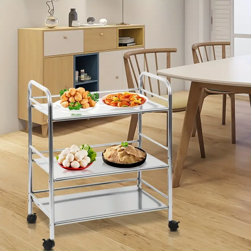 Servírovací stolek, kolečka, kov, stříbrná, TOKA