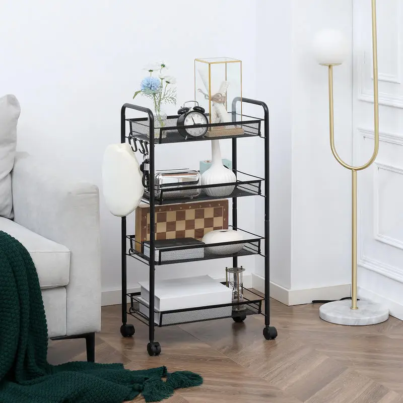 Servírovací stolek, kov, černá, NAVID 2