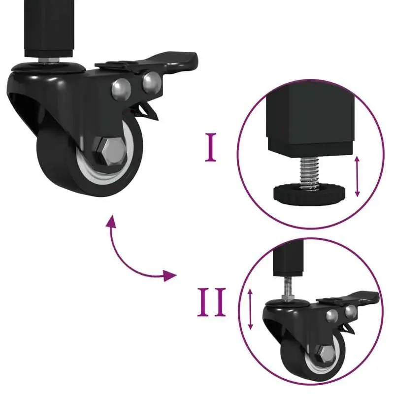 Servírovací stolek, kolečka, kov, dřevo, černá, dub sonoma, BRONCO