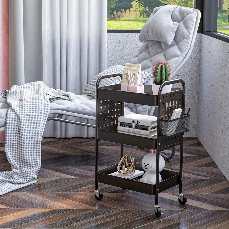 Servírovací stolek, kolečka, kov, černá, MALTA