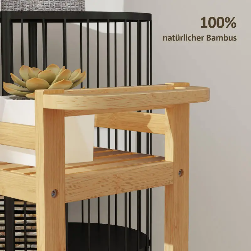 Servírovací stolek, kolečka, přírodní bambus, PERLA