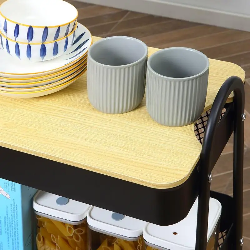 Servírovací stolek, kolečka, kov, plast, dřevo, BORDO