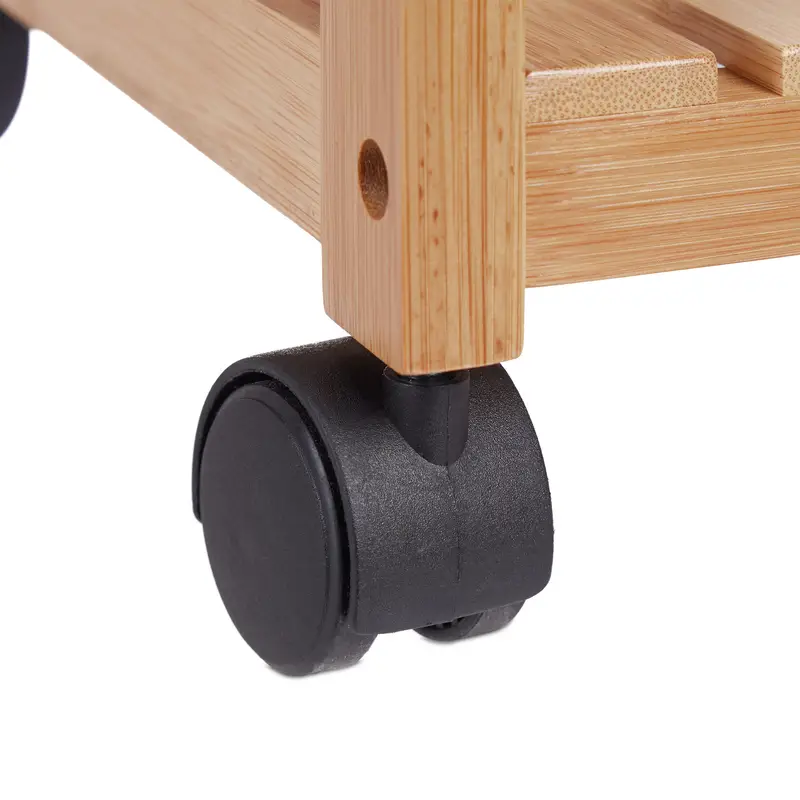 Servírovací stolek, kolečka, přírodní bambusové dřevo, NEAPOL