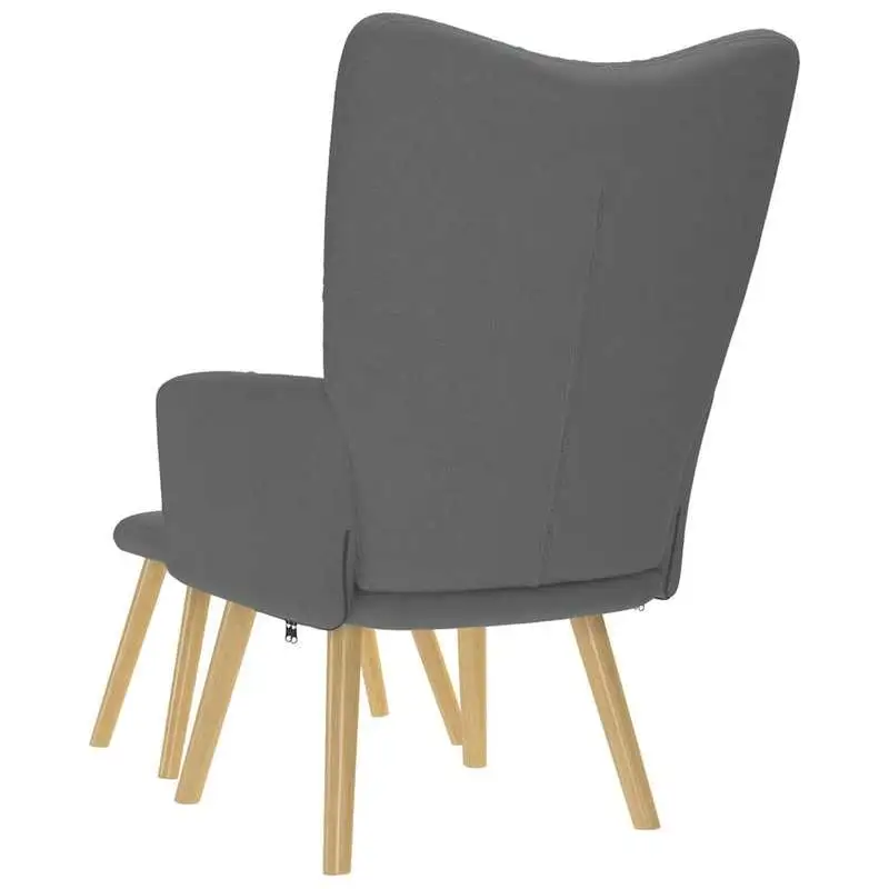 Křeslo ušák, relaxační, s podnožkou, nohy dřevěné, šedá, KOMODO 3