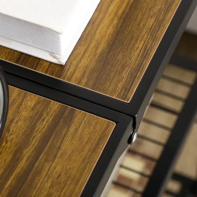 Servírovací stolek, kolečka, skládací, kov, dřevo, černá, hnědá, RONY